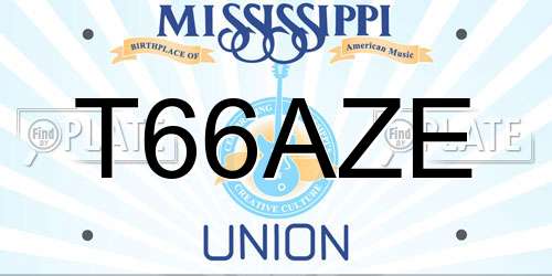 T66AZE Mississippi License Plate