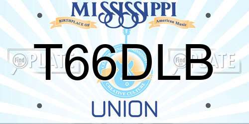 T66DLB Mississippi License Plate