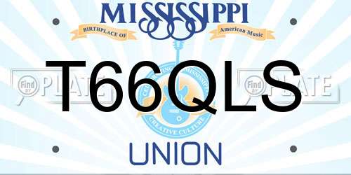 T66QLS Mississippi License Plate