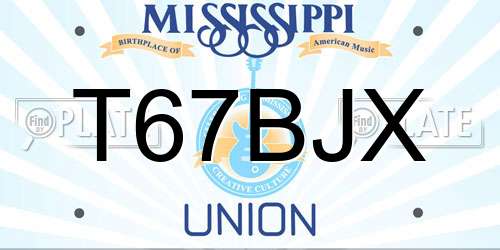 T67BJX Mississippi License Plate