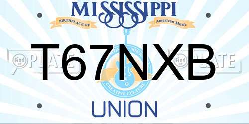 T67NXB Mississippi License Plate