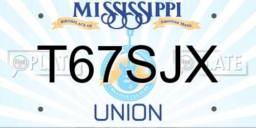 T67SJX Mississippi License Plate