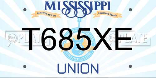 T685XE Mississippi License Plate