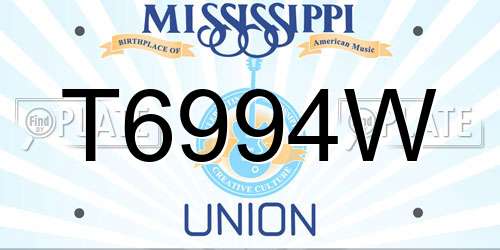 T6994W Mississippi License Plate