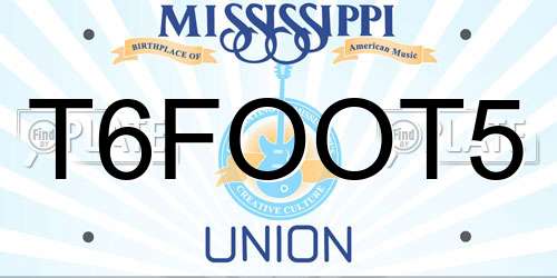 T6FOOT5 Mississippi License Plate