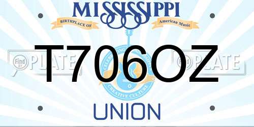T706OZ Mississippi License Plate