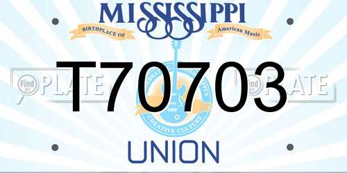 T70703 Mississippi License Plate