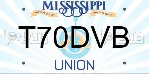 T70DVB Mississippi License Plate
