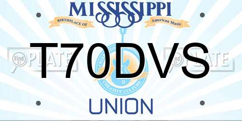T70DVS Mississippi License Plate
