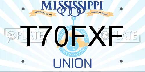 T70FXF Mississippi License Plate