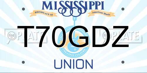 T70GDZ Mississippi License Plate