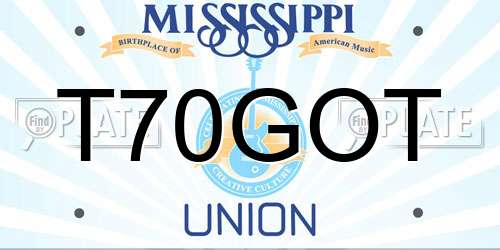 T70GOT Mississippi License Plate