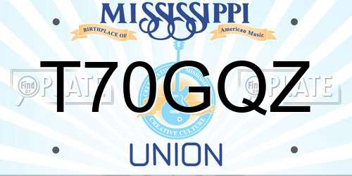 T70GQZ Mississippi License Plate