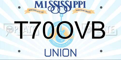 T70OVB Mississippi License Plate