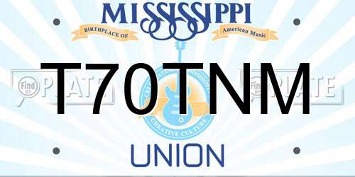 T70TNM Mississippi License Plate