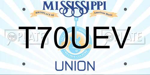 T70UEV Mississippi License Plate