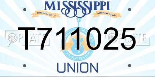 T711025 Mississippi License Plate