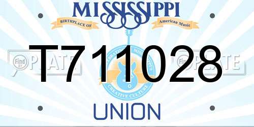 T711028 Mississippi License Plate
