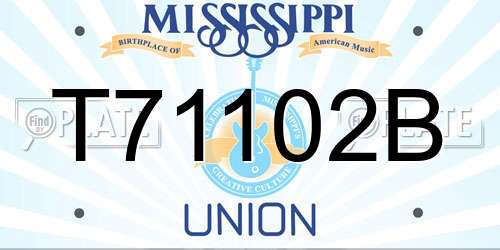 T71102B Mississippi License Plate