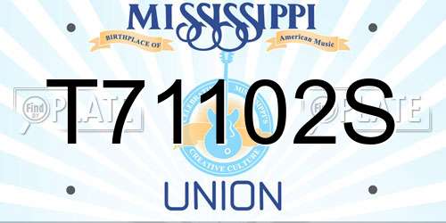 T71102S Mississippi License Plate