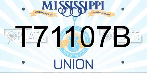 T71107B Mississippi License Plate