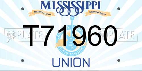 T71960 Mississippi License Plate