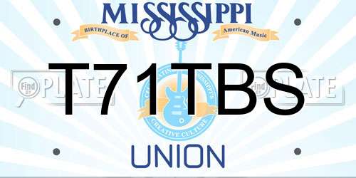 T71TBS Mississippi License Plate
