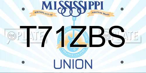 T71ZBS Mississippi License Plate