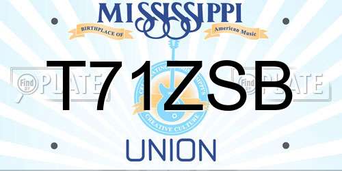 T71ZSB Mississippi License Plate