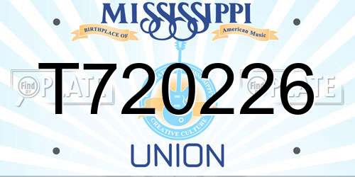 T720226 Mississippi License Plate