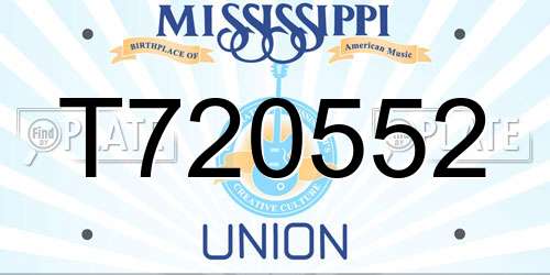 T720552 Mississippi License Plate