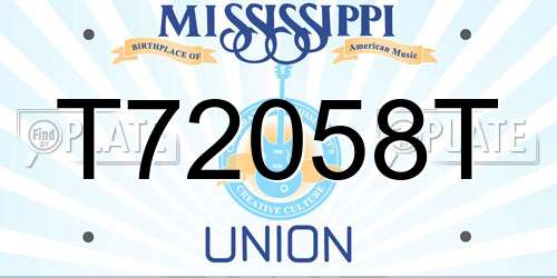 T72058T Mississippi License Plate