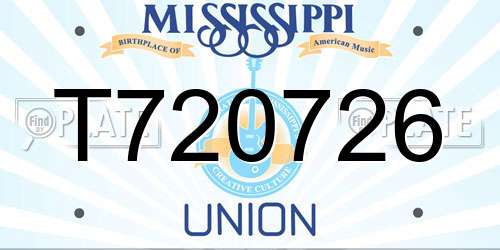 T720726 Mississippi License Plate