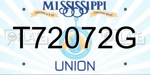 T72072G Mississippi License Plate