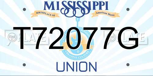 T72077G Mississippi License Plate