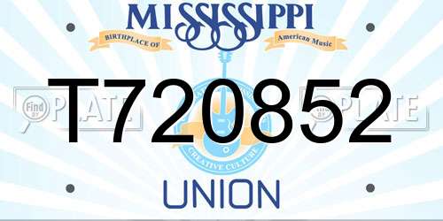 T720852 Mississippi License Plate