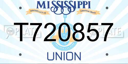 T720857 Mississippi License Plate