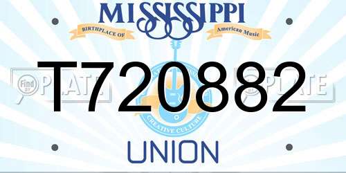 T720882 Mississippi License Plate