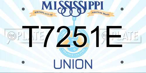 T7251E Mississippi License Plate