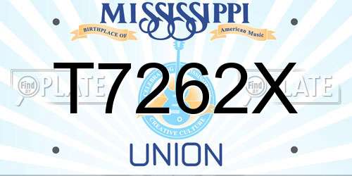 T7262X Mississippi License Plate