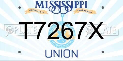 T7267X Mississippi License Plate
