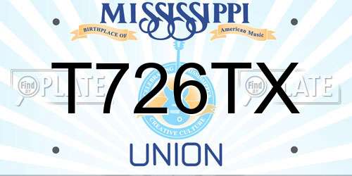 T726TX Mississippi License Plate