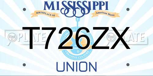 T726ZX Mississippi License Plate