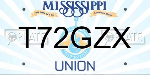 T72GZX Mississippi License Plate