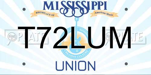 T72LUM Mississippi License Plate
