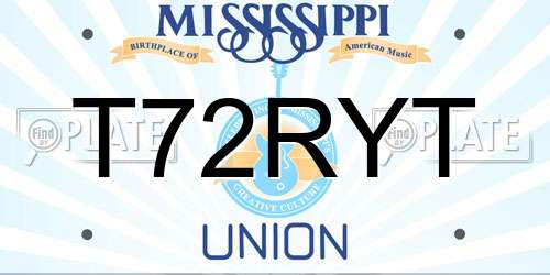 T72RYT Mississippi License Plate
