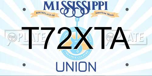 T72XTA Mississippi License Plate