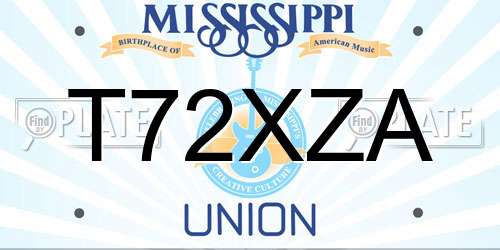 T72XZA Mississippi License Plate