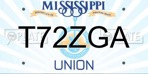 T72ZGA Mississippi License Plate