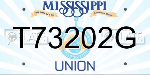 T73202G Mississippi License Plate